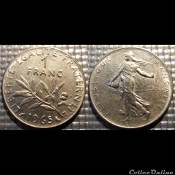 Hg 1 franc semeuse 1965 24mm 6g