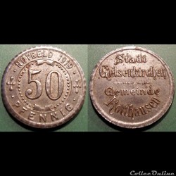 q- MN etr Germany Gelsenkirchen 50 Pfennig 1919