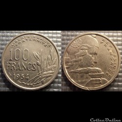 Oa 100 francs Cochet 1954 B 24mm 6g