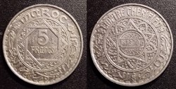 Maroc Système monétaire Français 5 francs 1370 Mohammed V