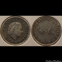 Antilles Néerlandaise 1/10 Guilder 1962