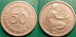 50 Pfennig 1950 tranche striée