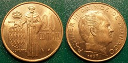 20 Centimes 1977 Rainier III