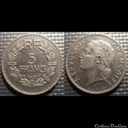 Kb 5 francs Lavrillier 1933 31mm 12g