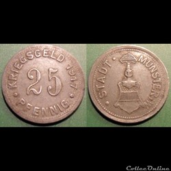 q- MN etr Germany Munster 25 Pfennig 1917