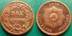 Pérou Dos Centavos 1876