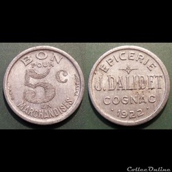 p- MN Cognac Epicerie j. Dalidet 5 C. 1922 Al Elie:15.1