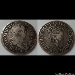 H33 Louis XIV demi Ecu à la mèche longue 1650 La Rochelle