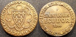 s- jeton BP Le Trésor des Rois de France n° 07 SAINT LOUIS Ecu d'Or 1266