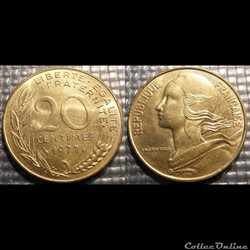 Ef 20 centimes Marianne 1977 23.5mm 4g