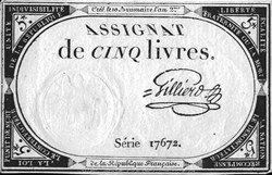 Assignat de cinq livres Gilliero
