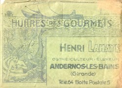 Andernos-les-Bains - Calque publicitaire vente d'huîtres