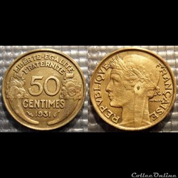 Gc 50 centimes Morlon 1931 18mm 2g
