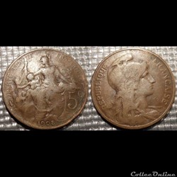 Ca 5 centimes Dupuis 1908