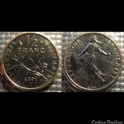 Gl 1/2 franc semeuse 2001 19.5mm 4.5g
