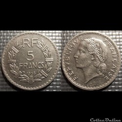 Kb 5 francs Lavrillier 1938 31mm 12g