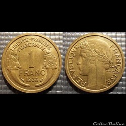 Hc 1 franc Morlon 1938 23mm 4g