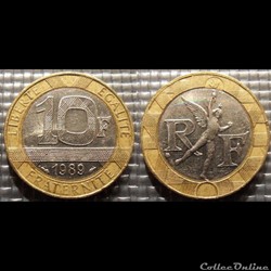 Lq 10 francs Génie de la Bastille 1989 23mm 6.5g