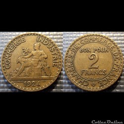 Jb 2 francs Domard 1924 27mm 8g