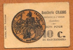 Grenade sur Adour - Boucherie Crabos -  Bon pour 10c 1898