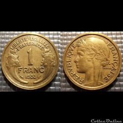 Hc 1 franc Morlon 1933 23mm 4g