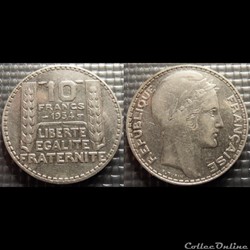 La 10 francs Turin 1934 28mm 10g