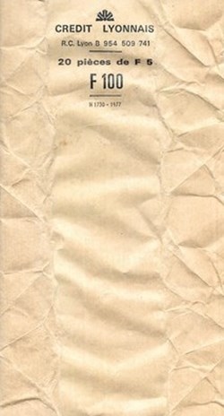 Papier Crédit Lyonnais rouleau de 20 pièces de 5 F