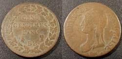 C Directoire/Consulat cinq Centimes Dupré An 5 BB