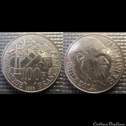 Od 100 francs Emile Zola 1985 31mm 15g