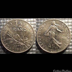 Gl 1/2 franc semeuse 1977 19.5mm 4.5g