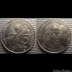 Kj 5 francs Voltaire 1994 29mm 10g