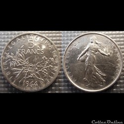 Kf 5 francs Semeuse 1964 29mm 12g