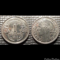 Hf 1 franc Morlon 1958 23mm 1.3g