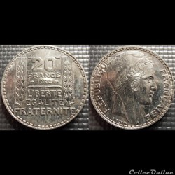 Ma 20 francs Turin 1934 35mm 20g