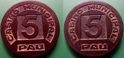 j- jeton Casino Municipal de PAU 5 Francs