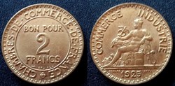 Jb 2 francs Domard 1925 27mm 8g