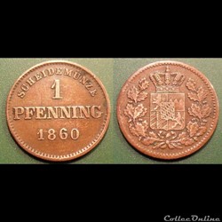 Allemagne Bavière 1 Pfenning 1860