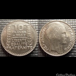 La 10 francs Turin 1938 28mm 10g