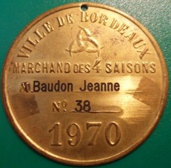 Plaque de métier-BORDEAUX-Marchand des 4 saisons 1970
