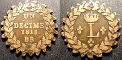Monnaie Un Décime Louis XVIII "ouvragé"