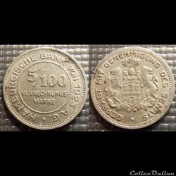 q- MN etr Germany Hambourg 5/100 mark 1923