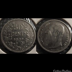 Belgique 50 Centimes 1907 Der Belgen