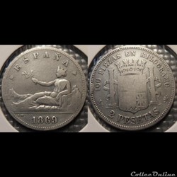 Espagne 2 pesetas 1869