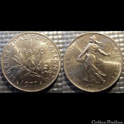 Hg 1 franc semeuse 1977 24mm 6g