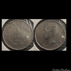 Belgique 1 Franc 1912 Der Belgen