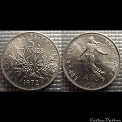 Kg 5 francs Semeuse 1972 29mm 10g