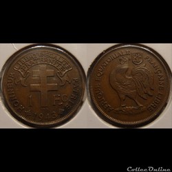 Afrique Equatoriale Française - Libre 1 franc 1943 (Prétoria)