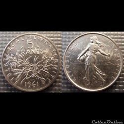 Kf 5 francs Semeuse 1961 29mm 12g