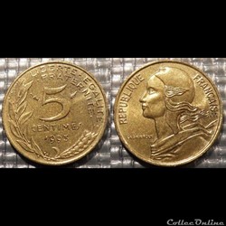 Cf 5 centimes Marianne 1993 17mm 2g
