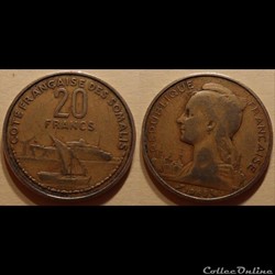 Djibouti- Cote Française des Somalis 20 francs 1965